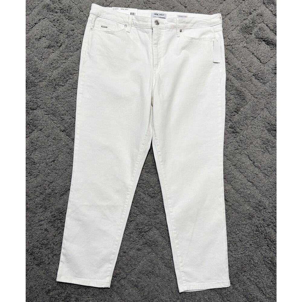 Nine West Women's Twill Slim Fit Gramercy Crop Jean Bright White Size 14